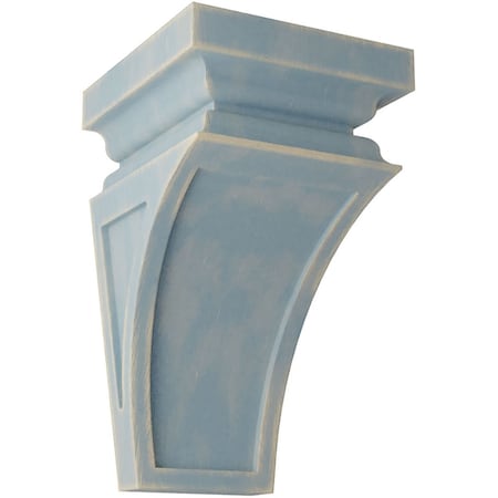 Ekena Millwork 3 1/2"W x 3 3/4"D x 6"H Mini Nevio Wood Vintage Decor Corbel, Driftwood Blue CORWD03X03X06NEBU